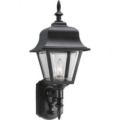Progress Lighting, Porcelain Collection, 1-Light Wall Lantern, Black Finish, Clear Acrylic Panels