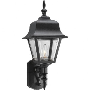 Progress Lighting, Porcelain Collection, 1-Light Wall Lantern, Black Finish, Clear Acrylic Panels - 1 of 2