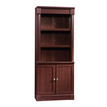 72" Palladia Library with Doors Select Cherry Red - Sauder: Adjustable Shelves, Enclosed Back Panel, Nickel Hardware
