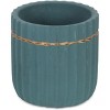 Cheung's Aurine Round Gold Trimmed Ridged Ceramic Pot - Small - Blue - 3 of 3