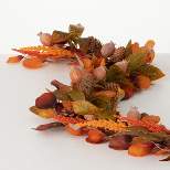 4'L Sullivans Mixed Fall Leaf and Wheat Garland, Orange