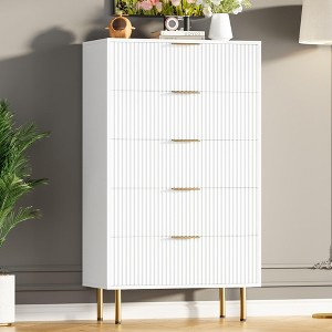 Zstar 5 Drawer Dresser with Wide Drawers, for Living Room, Closet, Hallway,Entryway - 1 of 4