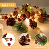 Christmas Garland Decoration with 20 LED Lights 6.3FT Pre-Lit Artificial Christmas Garland,Battery Powered with Red Berries Lighted Christmas Garland - 2 of 4