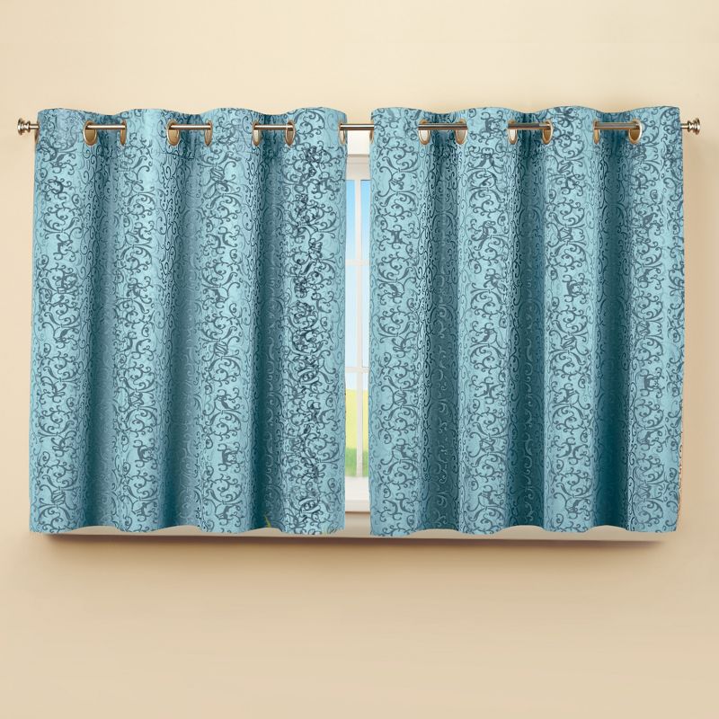 Collections Etc Insulated Scroll Pattern Short Curtain Panel, Single Panel,, 2 of 4