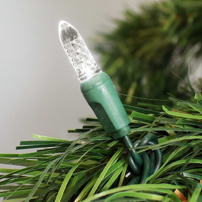 White Faceted M6 LED Christmas String Lights, 21 Feet Green Wire
