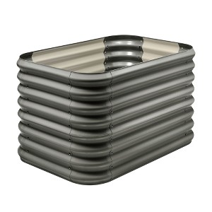Stratco Corrugated Iron Metal Double Height Raised Garden Bed, Slate, 14 CF Capacity - 1 of 2