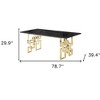 HomeRoots 79" Black and Gold Marble and Metal Double Pedestal Base Dining Table - 3 of 4