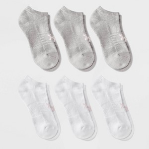 Women's Foundation Cushioned 6pk Low Cut Socks - All In Motion™ White/Light Gray 4-10: Arch Support, Zone Cushioning - 1 of 3