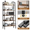 5 Tier Bookshelf, Narrow Home Office Book Shelf Display Rack, Rustic Brown Storage Organizer with Open Shelves - 4 of 4