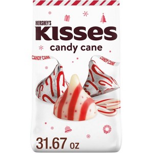 HERSHEY'S KISSES Christmas Chocolate Candy Cane Flavored Candy Bulk Bag - 31.67oz - 1 of 4
