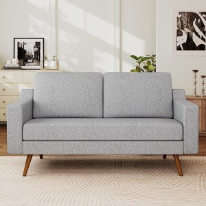 Dyonery 65.4" Loveseat Sofa,Comfy Love Seat Couches for Living Room,Mid Century Modern Small Couch for Bedroom Office with Spring Cushion - 1 of 4