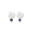 Ross-Simons 8-8.5mm Cultured Pearl and .30 ct. t.w. Sapphire Earrings in 14kt Yellow Gold - 3 of 4
