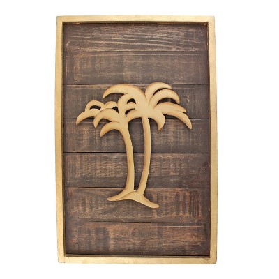 Beachcombers Pine Wood Wall Decor Decoration with Palms