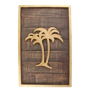 Beachcombers Pine Wood Wall Decor Decoration with Palms - 1 of 2