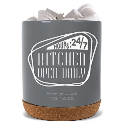 Elanze Designs Open Daily Grey X-Large Cork Bottom, Kitchen Counter, Ceramic Stoneware, Coffee, Tea and Hot Chocolate, Machine Brewing, K Capsule Pod
