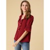 INSPIRE CHIC Women's Ruffle V Neck Puff Sleeve Summer Casual Chiffon Peasant Top - image 4 of 4