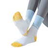 Anna-Kaci 3-Pack Women's Cotton Crew Socks with Color Block Toes Striped Cuffs and Non-Slip Grip Soles, 3 pcs-2 - 3 of 4