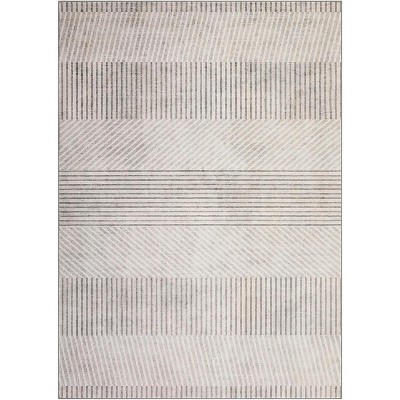 Modern Stripe Pattern Area Rug - Machine Washable, Non-Slip, Low-Pile Rug for Living Room, Bedroom, and Entryway