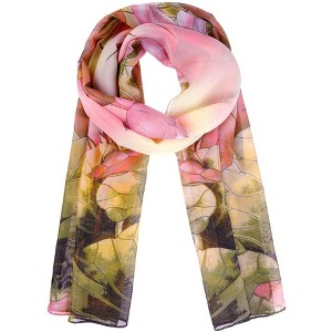 INSPIRE CHIC Women's Floral Chiffon Lotus Lightweight Soft Sheer Long Head Wrap Shawl Scarves 1Pc - 1 of 4