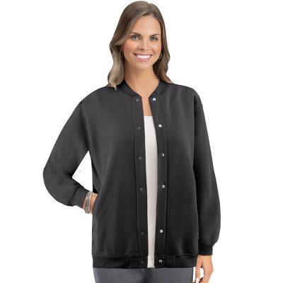 Collections Etc Full Snap Front Fleece Jacket with Side Pockets