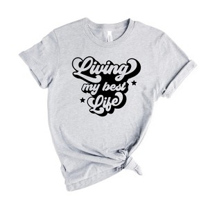 Simply Sage Market Women's Retro Living My Best Life Short Sleeve Graphic Tee - 1 of 2