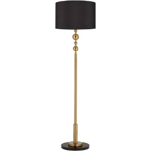 Possini Euro Design Summit Mid Century Modern 71" Tall Floor Lamp Warm Gold Matte Black Light Blaster Drum Shade for Living Room Bedroom - 1 of 4