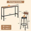 Zevemomo 3-Piece Counter Height Table Set, 31.5" Pub Table with 2 Stools, Space-Saving Kitchen Dining Set for Small Spaces, Brown - 4 of 4