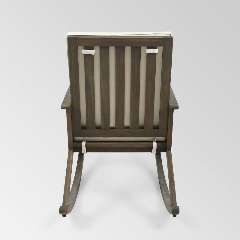 Gus Acacia Wood Patio Rocking Chair - Gray/Cream - Christopher Knight Home, 3 of 9