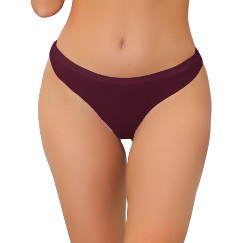 Allegra K Women's Ribbed Unlined No-show Breathable Laser Cut Low-rise  Thongs Burgundy Large : Target