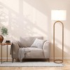 Brass Ring Base Floor Lamp with Large White Drum Shade - 2 of 4