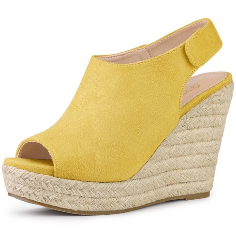 Perphy Women s Slingback Platform Heels Espadrille Wedges Sandals Yellow 8 Target