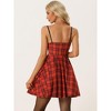 INSPIRE CHIC Women's Plaid Spaghetti Strap Zipper Front Mini Skater Dress - 3 of 4