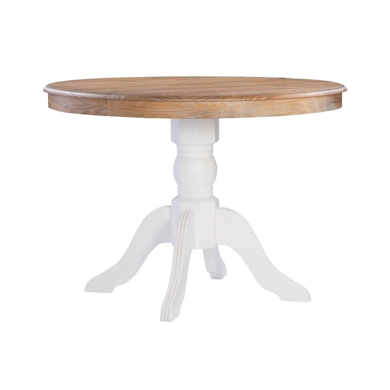 Tobin Traditional Pedestal Dining Table White/Natural - Linon, 1 of 13