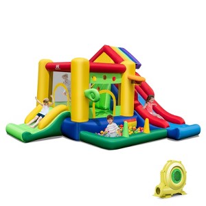 Infans Colorful Rainbow Kids Inflatable Bounce Castle w/ 50 Ocean Balls & 735W Blower - 1 of 4