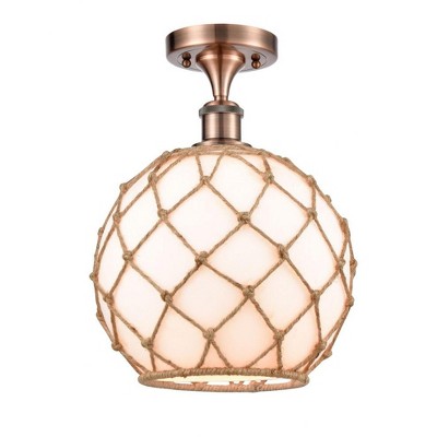 Farmhouse Rope - 1 Light Semi-Flush Mount In Industrial Style-15 Inches Tall and 10 Inches Wide
