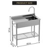 Coucheta Stainless Steel Utility Sink, 36x21 Inch Single Bowl Commercial Kitchen Sink with Countertop & Storage Shelf, Freestanding Laundry Tub - 3 of 4