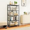 Holiday Gift Heavy-Duty Foldable Metal Storage Shelves with Wheels & Hooks — 4-Tier or 5-Tier Utility Rack - 3 of 4