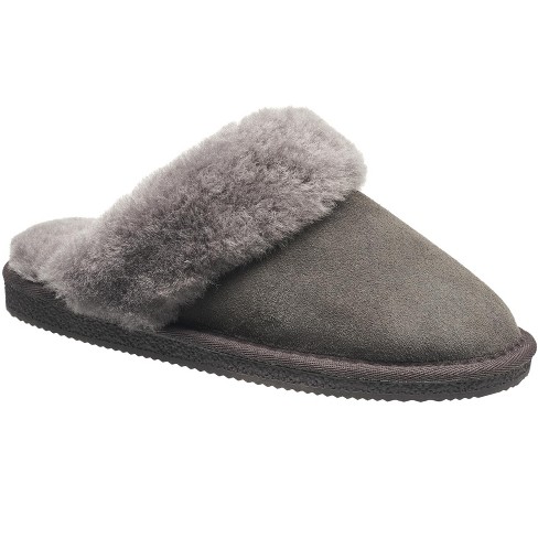 French Connection Women's Sheepskin Scuff Slippers - Winter House Shoes in  Grey size 7-8