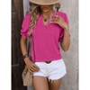 BLUEMING Womens Summer Blouse V Neck Tops with Short Lantern Sleeve Ruffle Tee Shirt Blouse Wheat Texture Tops - 2 of 4