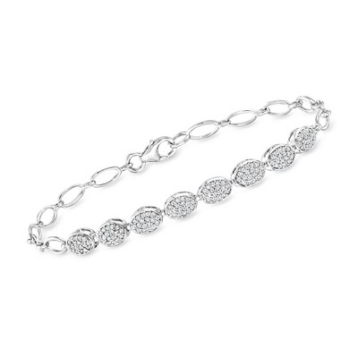 Ross-Simons 0.50 ct. t.w. Pave Diamond Oval-Link Bracelet in Sterling Silver Size 7