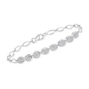 Ross-Simons 0.50 ct. t.w. Pave Diamond Oval-Link Bracelet in Sterling Silver Size 7 - 1 of 3