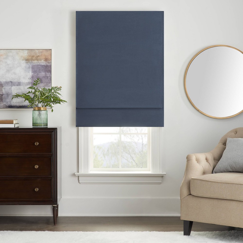 Photos - Blinds Eclipse 35"x64" Faux Silk 100 Total Blackout Cordless Roman Blind and Shade Indigo 