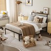 Heynemo Bed Frame, Vintage Industrial Platform Bed with Storage, Wooden Headboard, Retro Storage, LED Lights, Charging Station, Quiet Design - 2 of 4