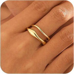 Gold Rings for Women,Dainty Ring Set 14K Gold Plated Thumb Rings Non Tarnish Chunky Size 6-10 Gold Jewelry Gifts for Women - 1 of 4