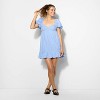 Women's Short Puff Sleeve Mini Babydoll Dress - Wild Fable™ Blue - 2 of 3