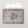 Vintage Area Rug, Machine Washable Non-Slip Floor Carpet for Living Room, Bedroom, Dining Room, Tan - 3 of 4