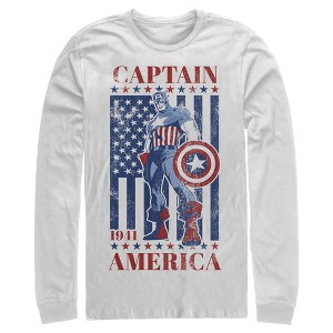 Men's Marvel Captain America Flag 1941 Long Sleeve Shirt - 1 of 4