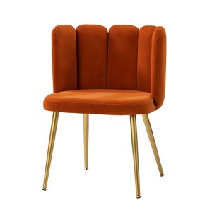 Barbara Velvet Vanity Stool for Makeup Room, Moden Accent Side Chairs for Living Room with Golden Metal Legs | Artful Living Design-ORANGE - 1 of 4