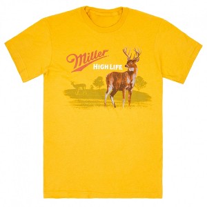 Mens Miller High Life Wildlife Deer Yellow Colorway T-Shirt - 1 of 2