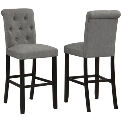 DOMETOUR Button Tufted Barstool Solid Wood Bar Stool Set of 2